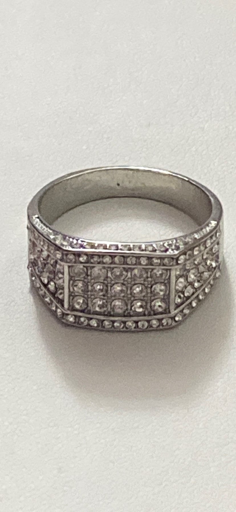 Large  Sparkly Zirconiums Pave on a silver band