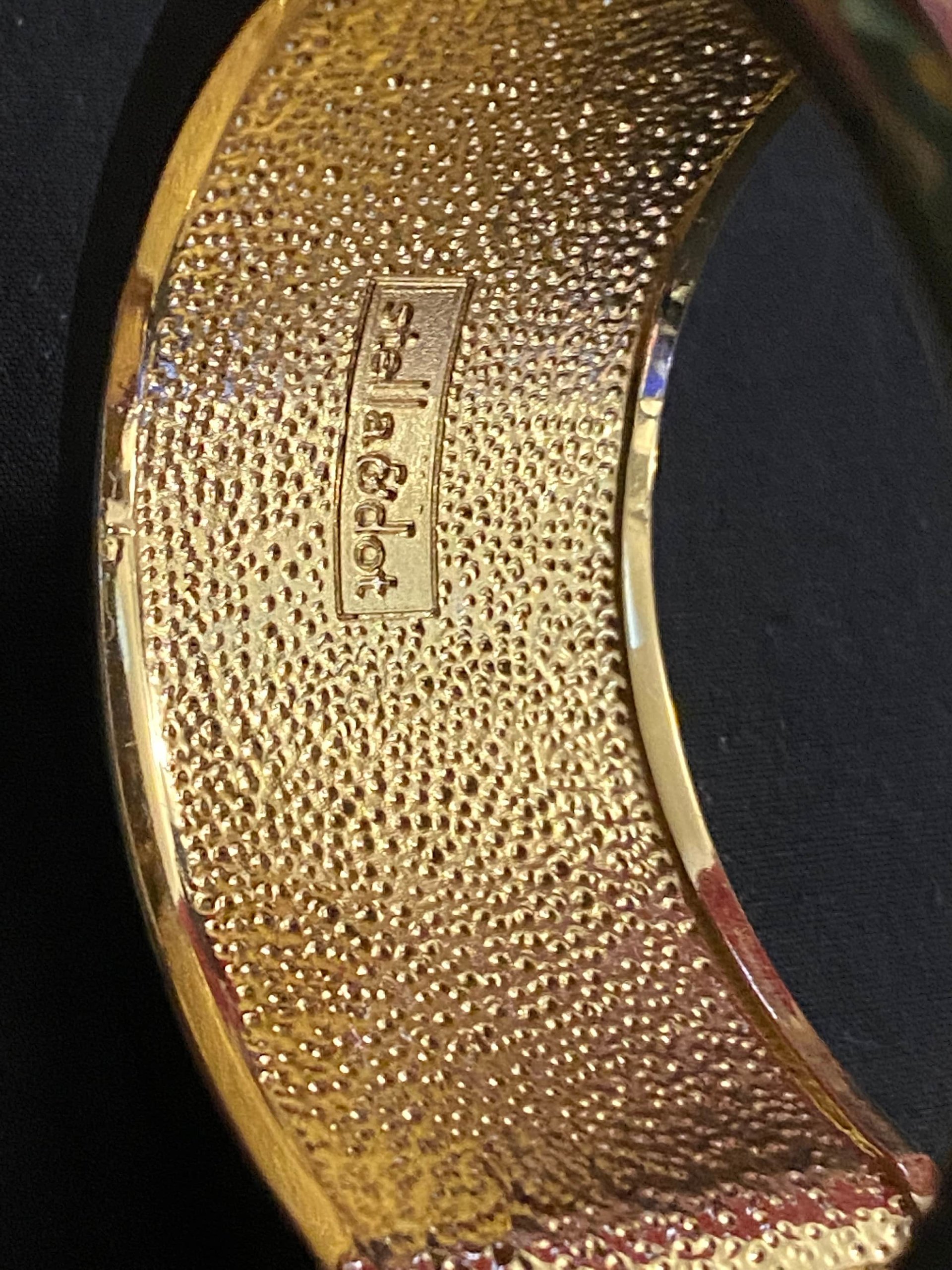 Stella & Dot Faux Snake Skin Wide Chunky Cuff/Bangle Bracelet With Rhinestone, Magnetic Clasp, and Stella and Dot Hallmarked