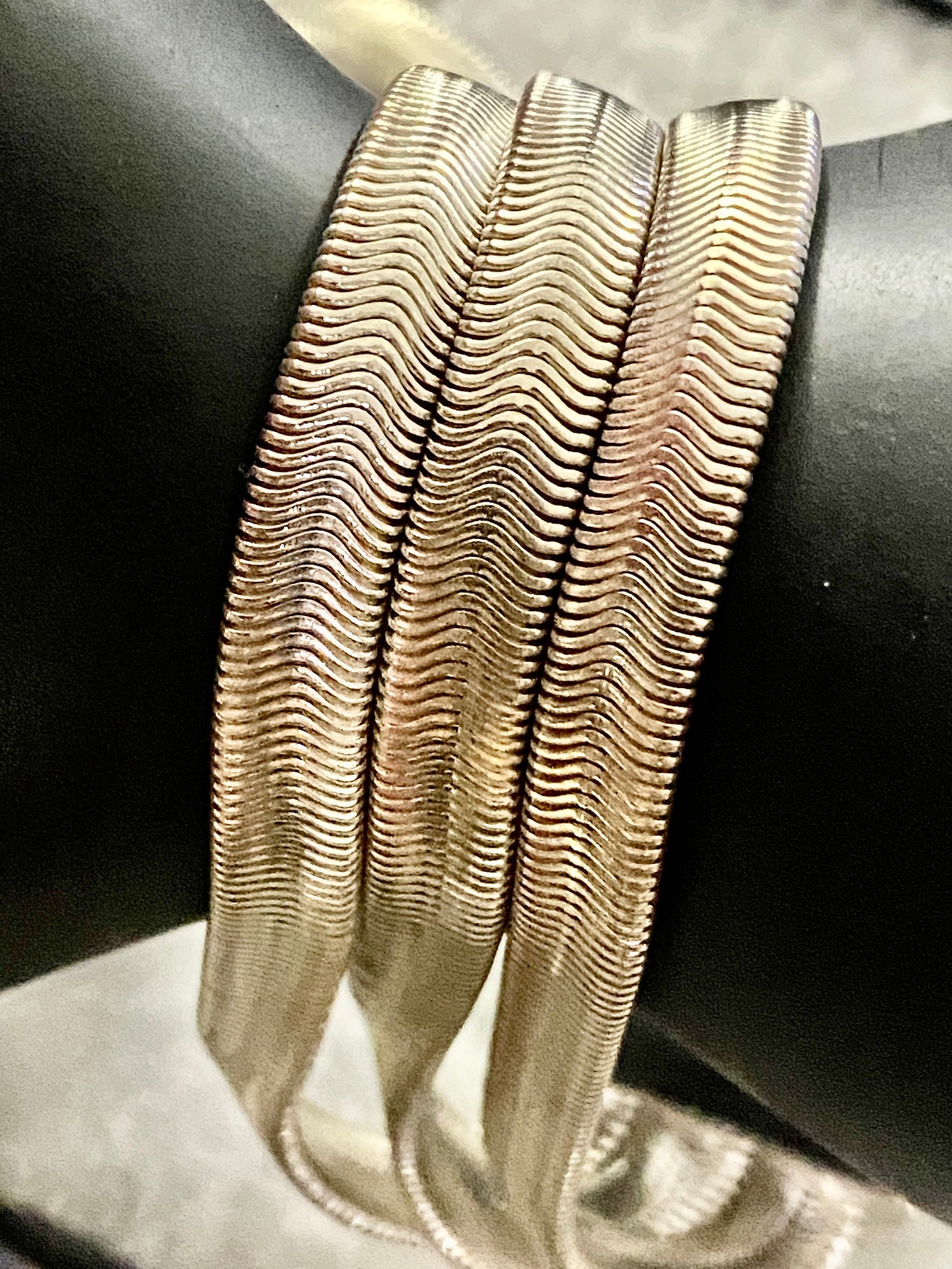 Vintage Napier Thick Silver multi strand Herringbone Bracelet