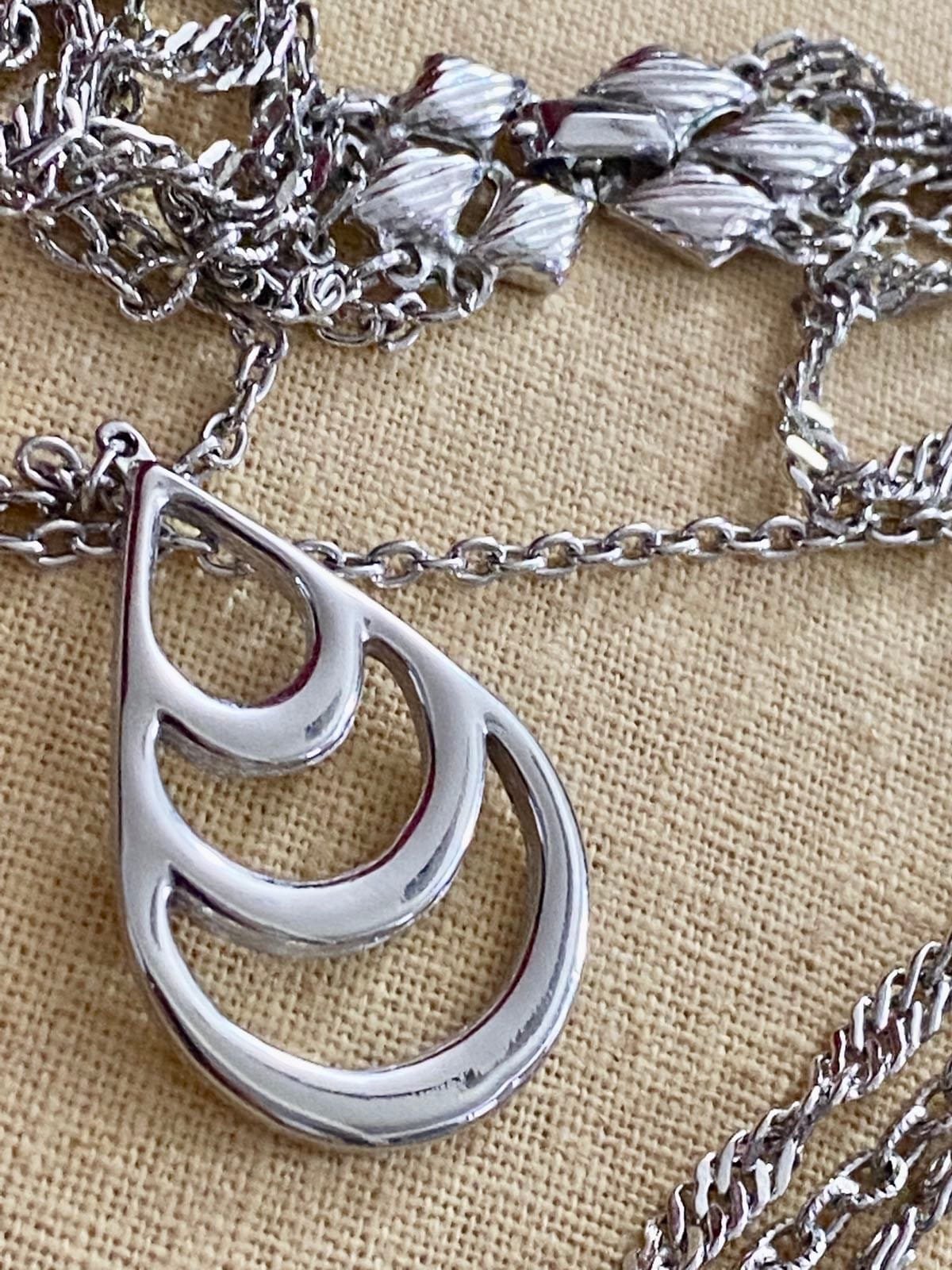 Silver Tone Vintage D'Orlan Multi Chain Statement Necklace