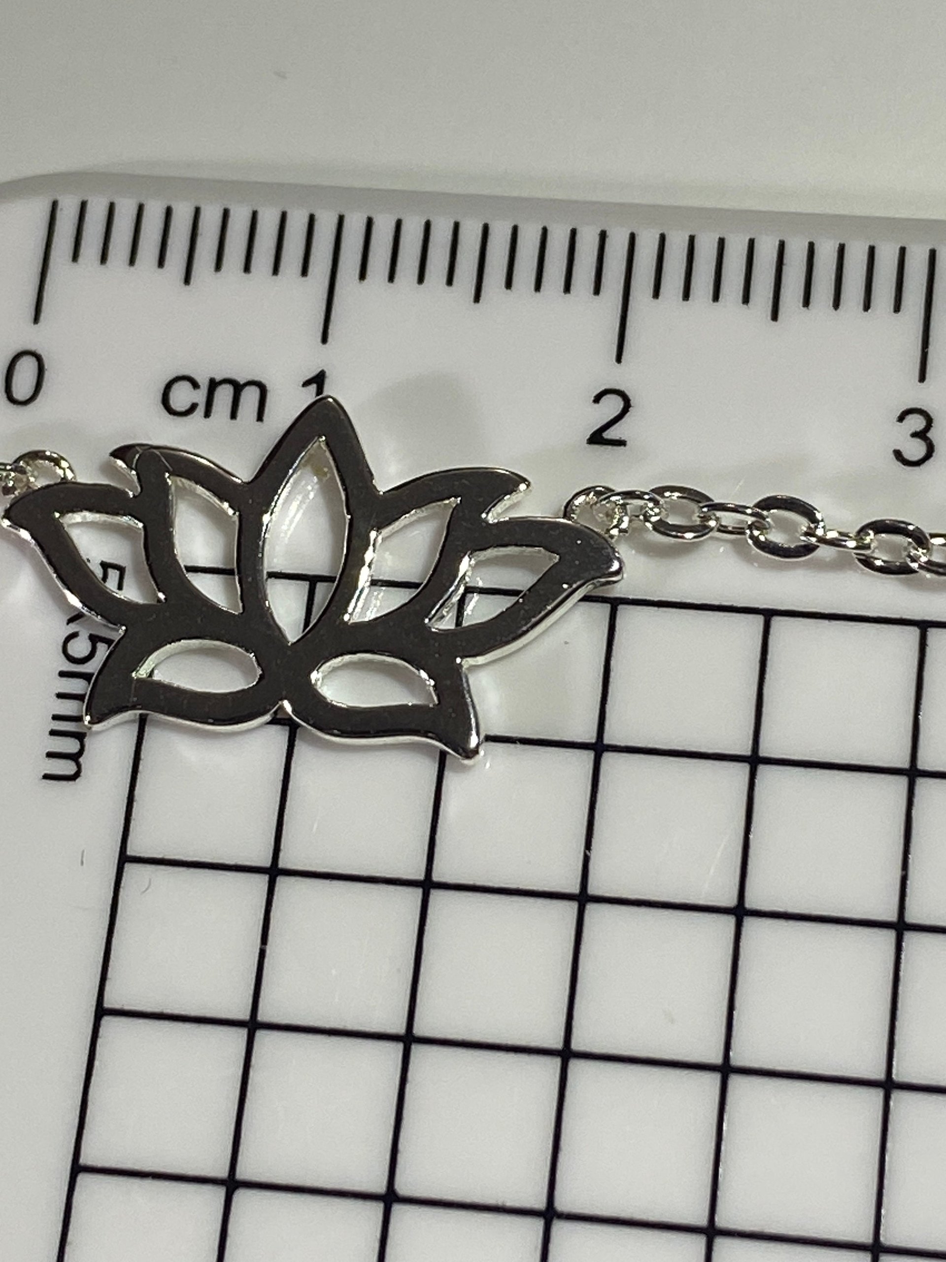 Silver tone Lotus pendant and necklace