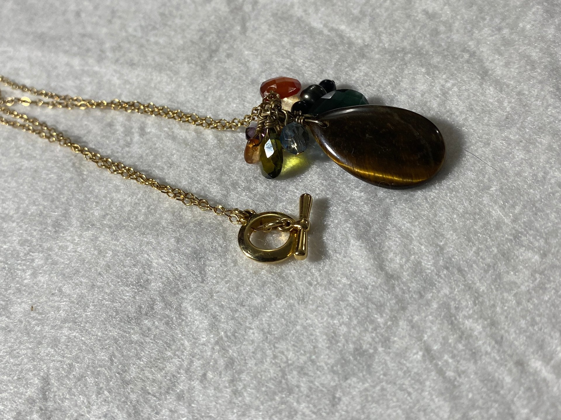 Vintage gold tone Ralph Lauren gem stones pendant necklace