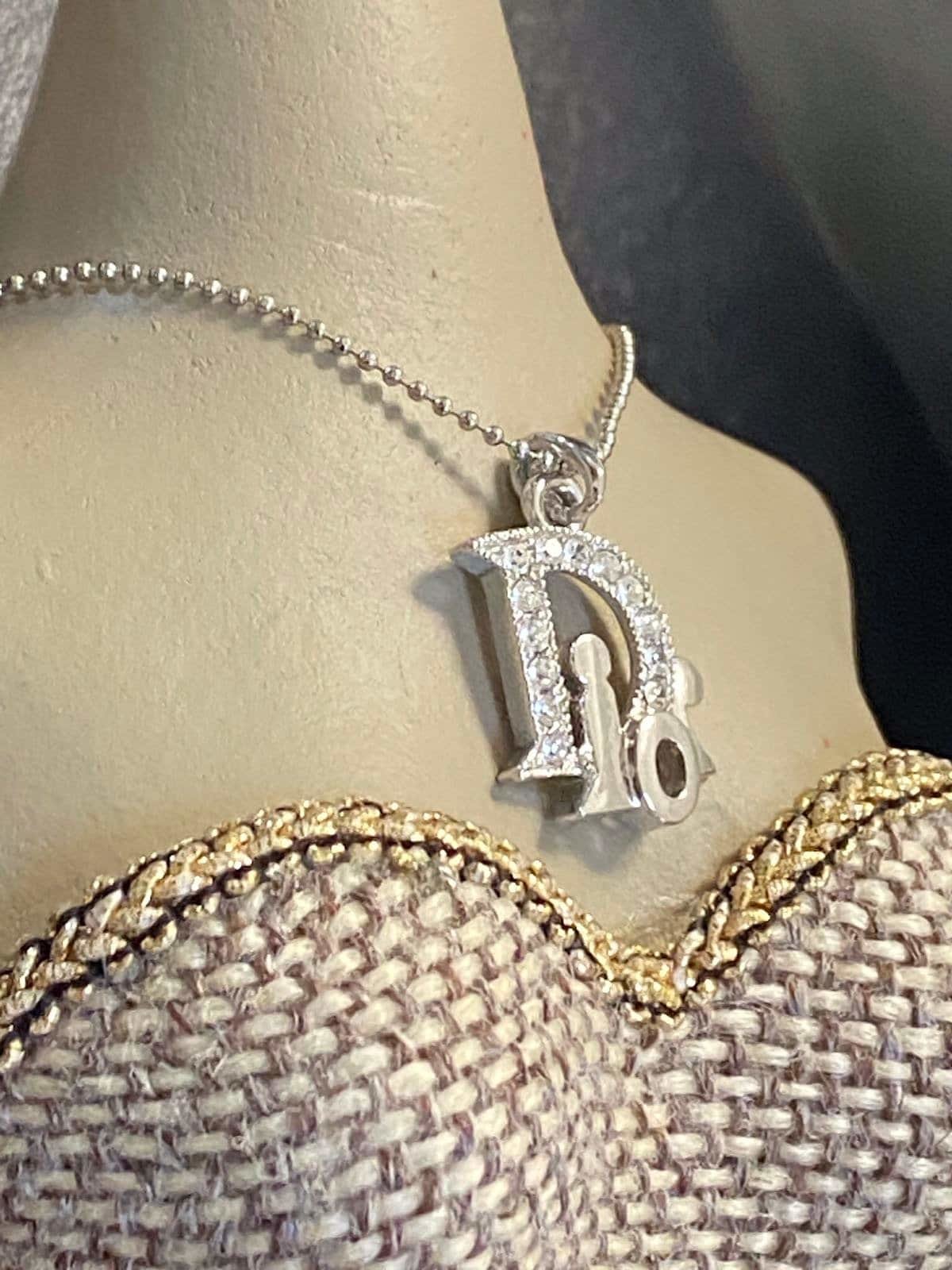 Christian Dior Vintage Dior Silver Logo Necklace