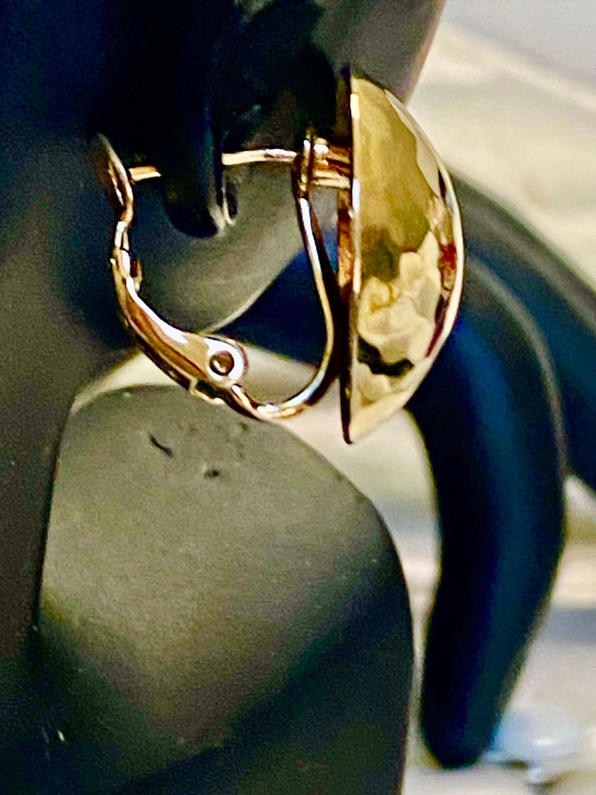 Rare Gold Tone Vintage Christian Dior Hammered Dome with Omega clips earrings.