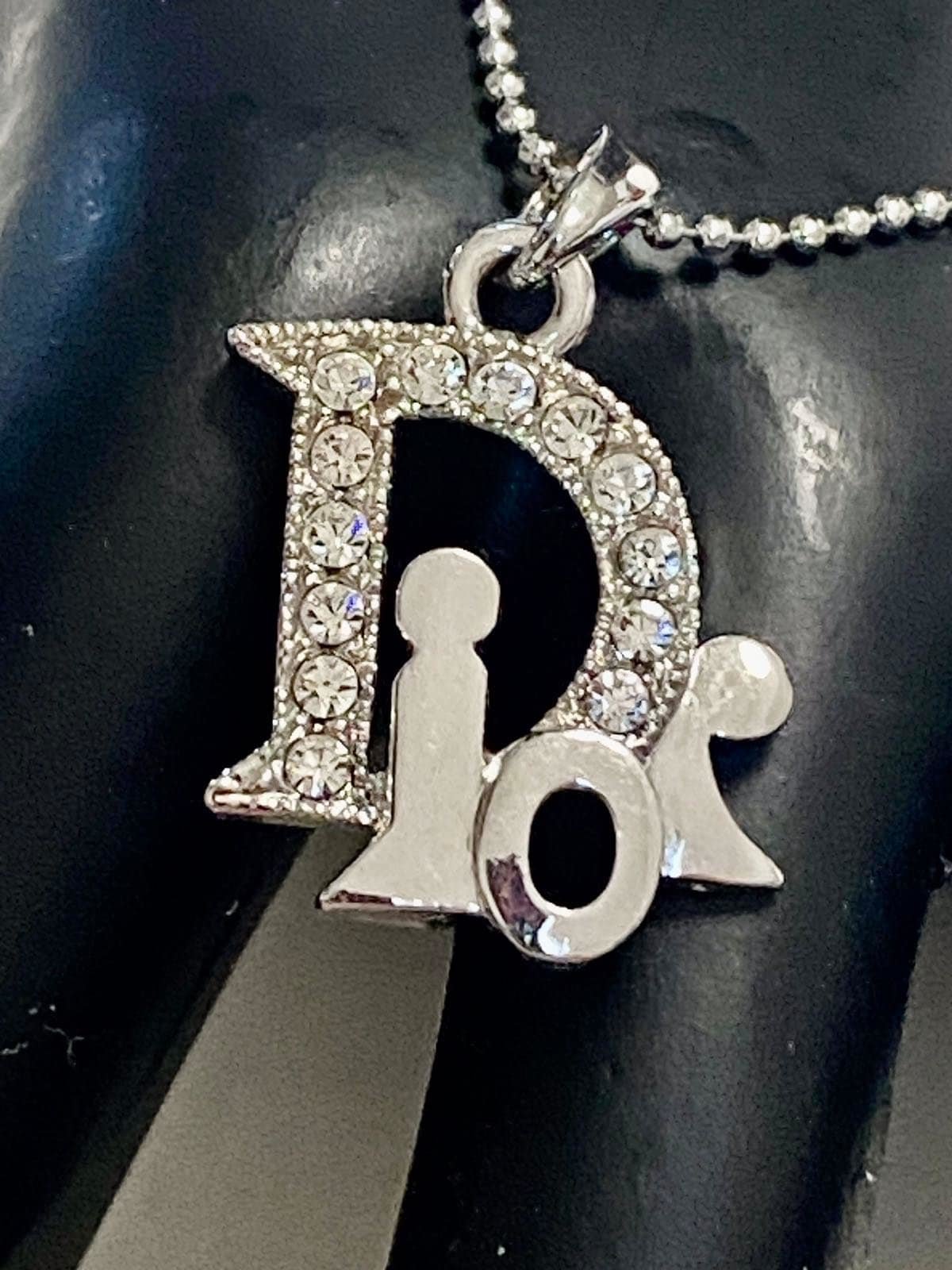 Christian Dior Vintage Dior Silver Logo Necklace