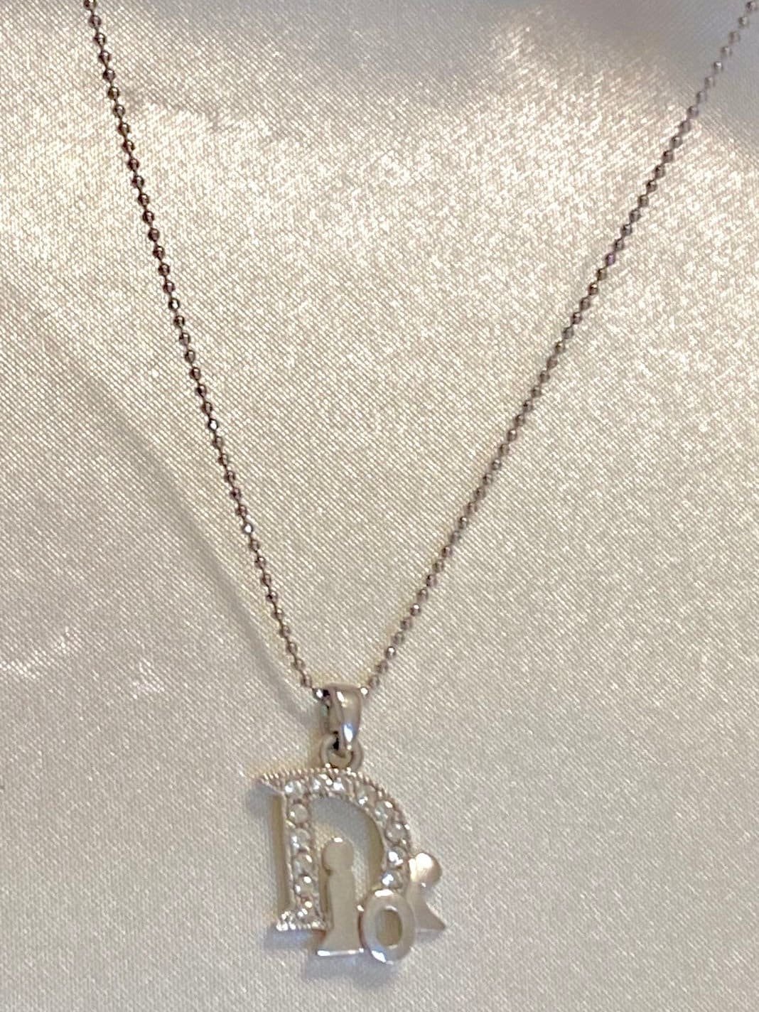 Christian Dior Vintage Dior Silver Logo Necklace