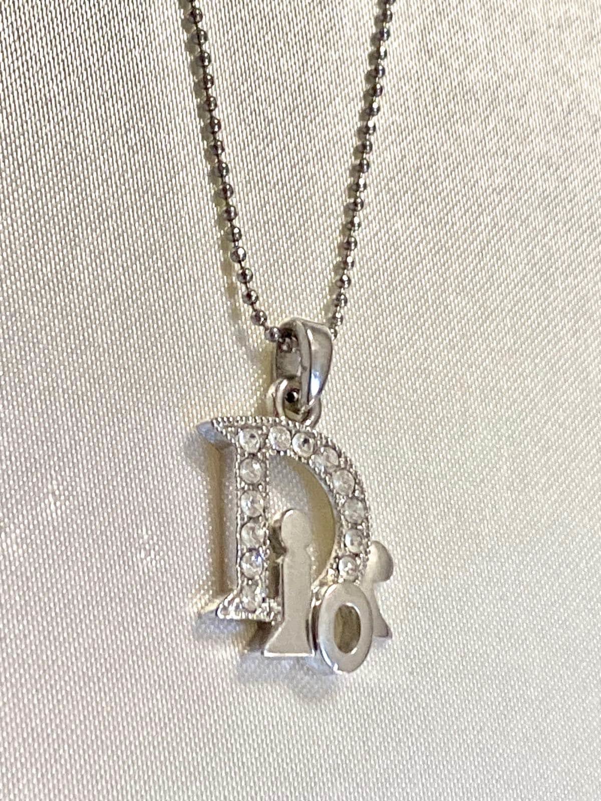 Christian Dior Vintage Dior Silver Logo Necklace