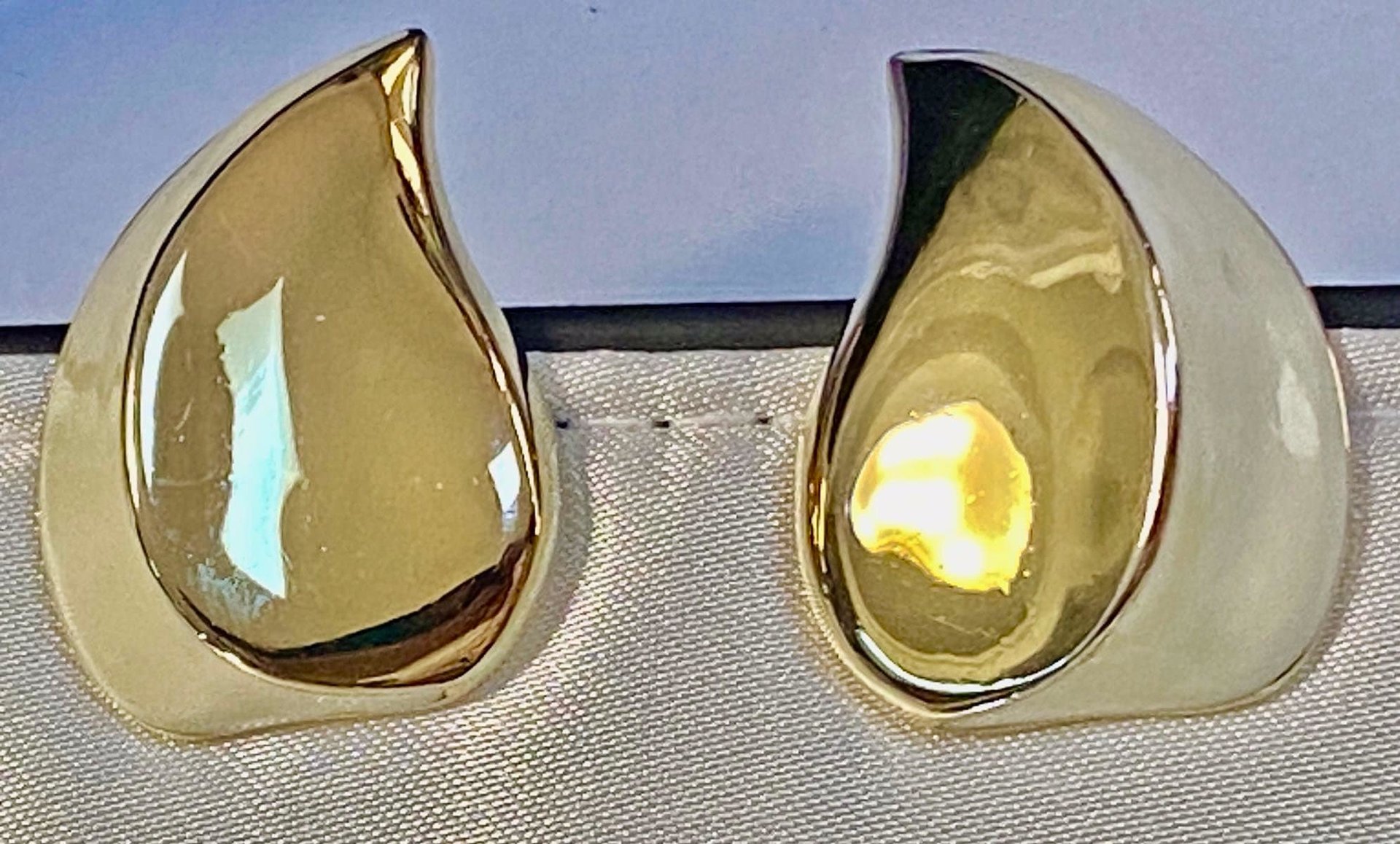 Vintage Gold and white enamel two tone Givenchy teardrop clip-on earrings