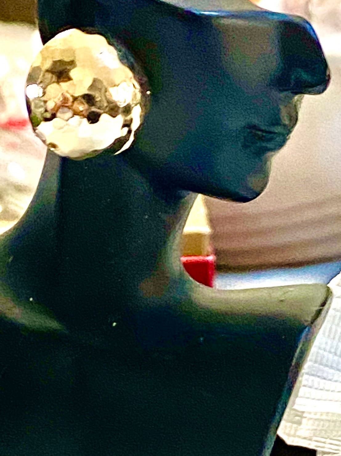 Rare Gold Tone Vintage Christian Dior Hammered Dome with Omega clips earrings.