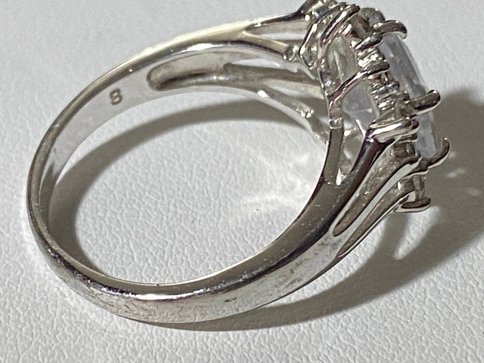 NVC snowflake rose cut encrusted in sparkly stones on silver band