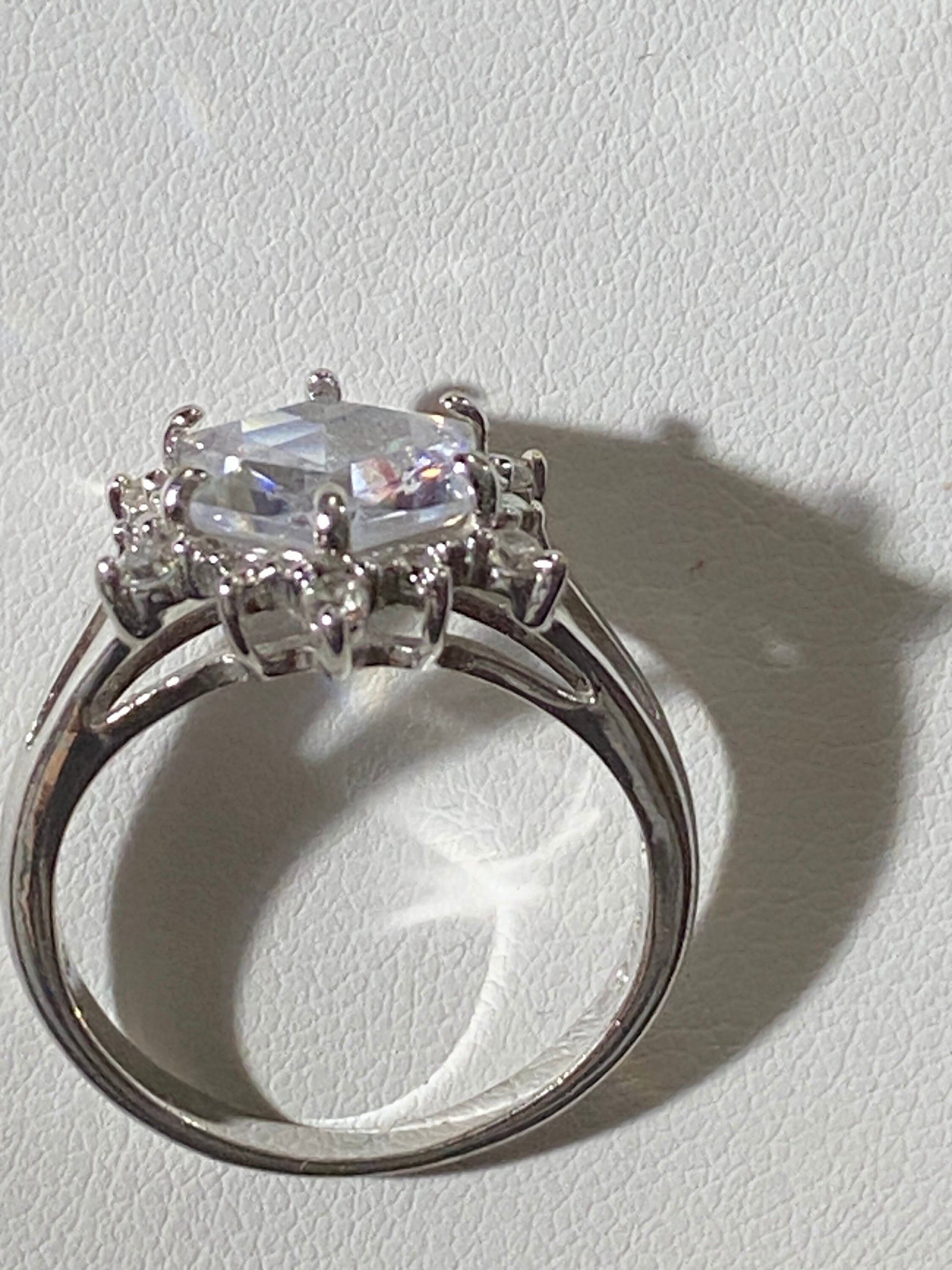 NVC snowflake rose cut encrusted in sparkly stones on silver band