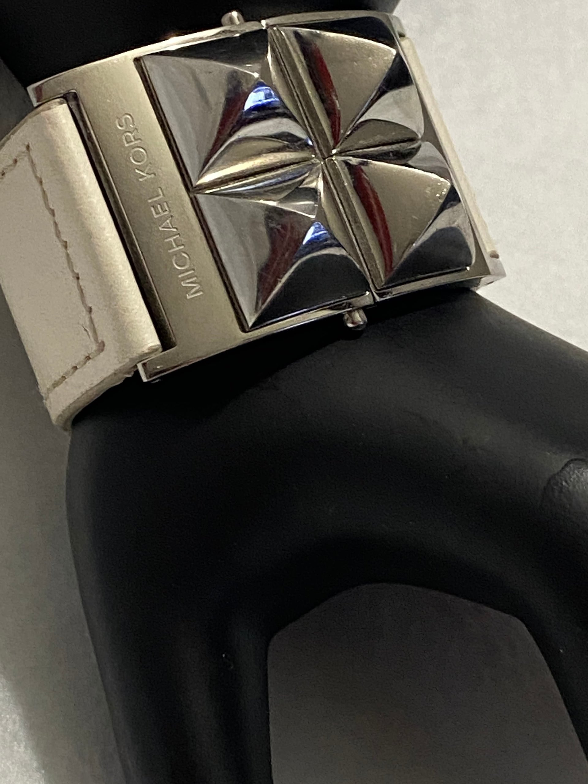 Michael Kors Studded White Leather Bracelet