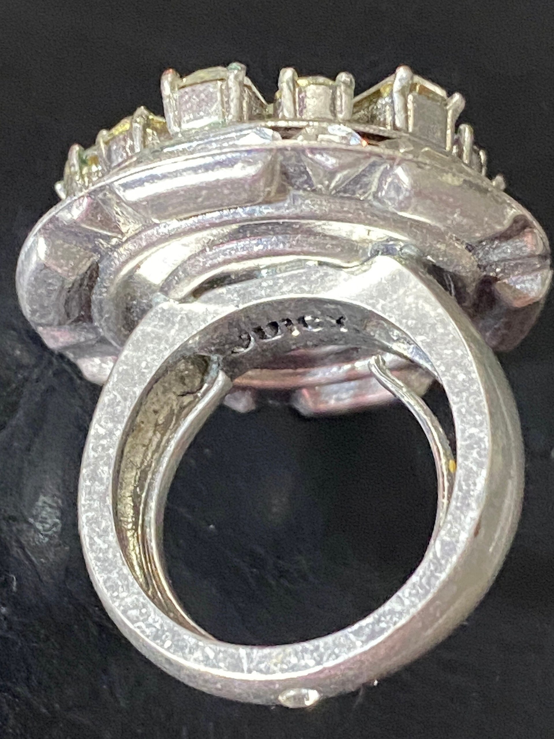 Juicy Couture silver tone large adjustable statement ring