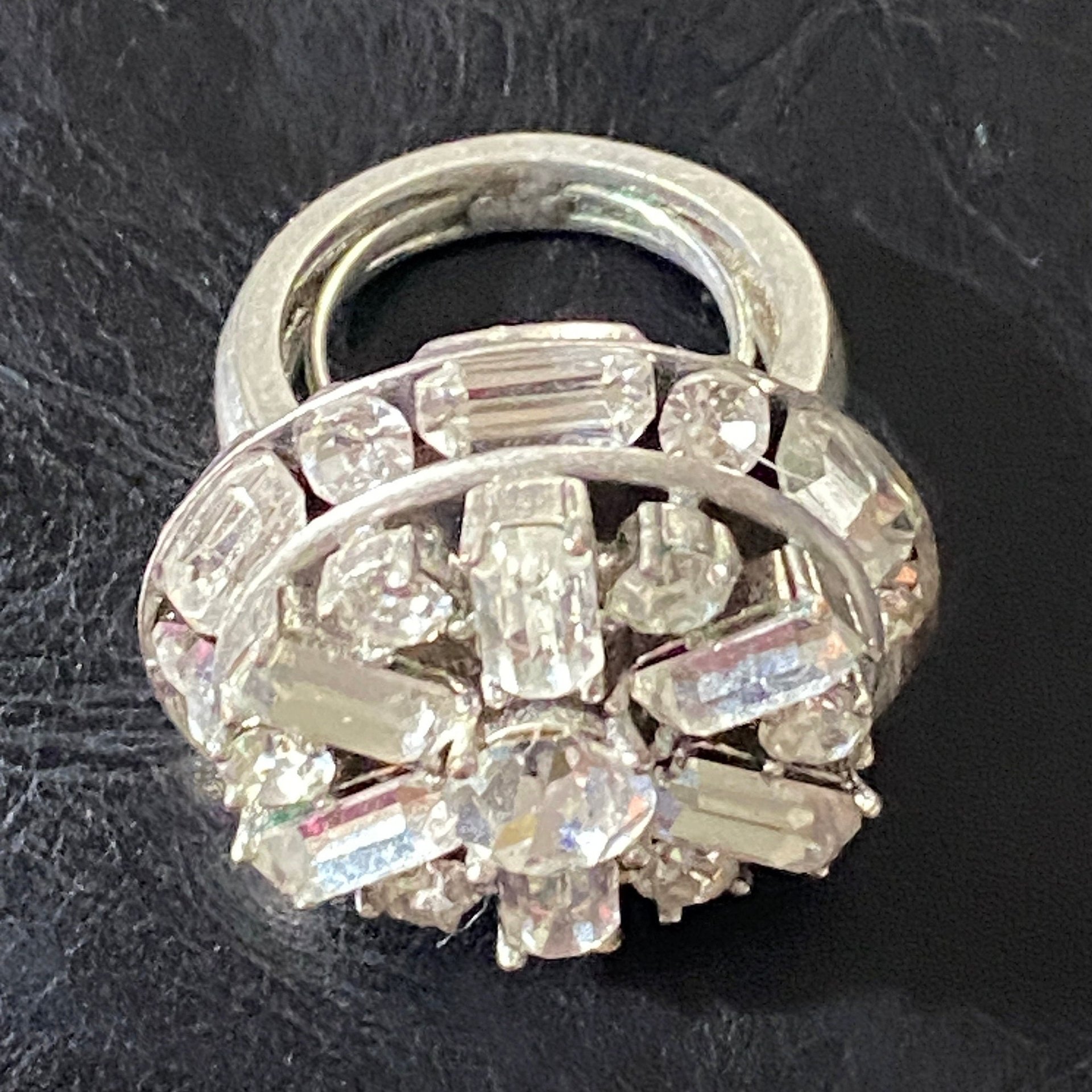 Juicy Couture silver tone large adjustable statement ring