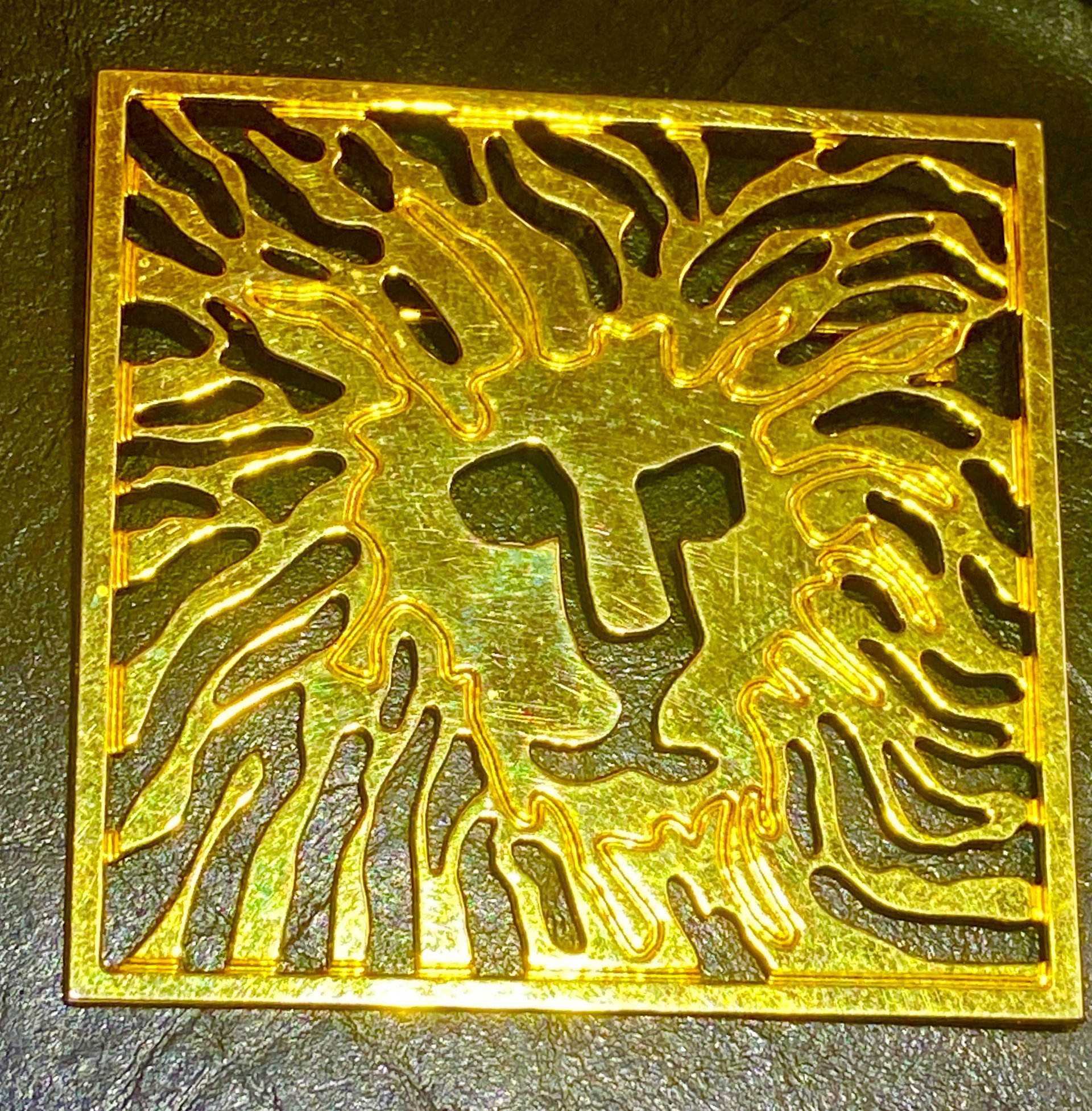 Anne Klein gold tone Lion Head square shaped Brooch