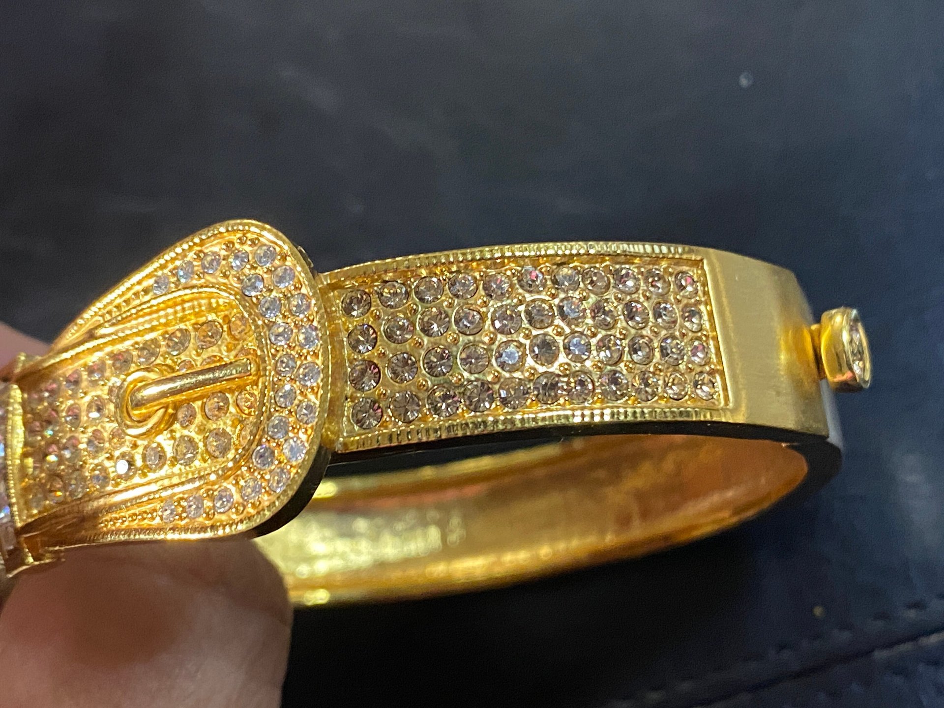 Sparkly Gold Plated Pave Belt Bangle