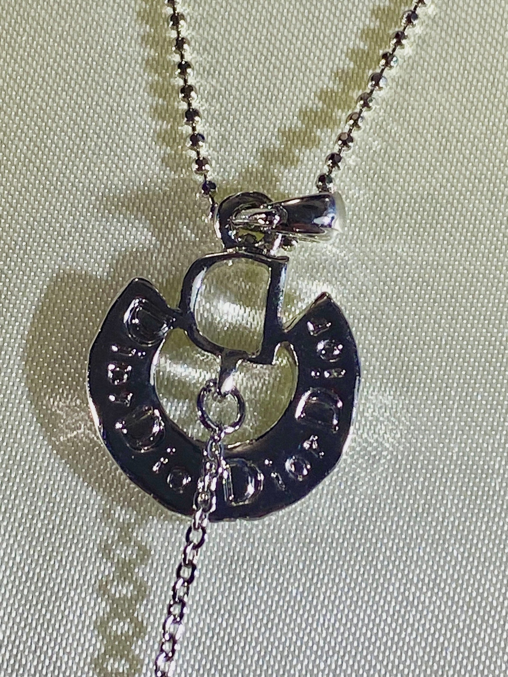 925 CD Dior Signed Pendant on Dainty Ball Chain Necklace