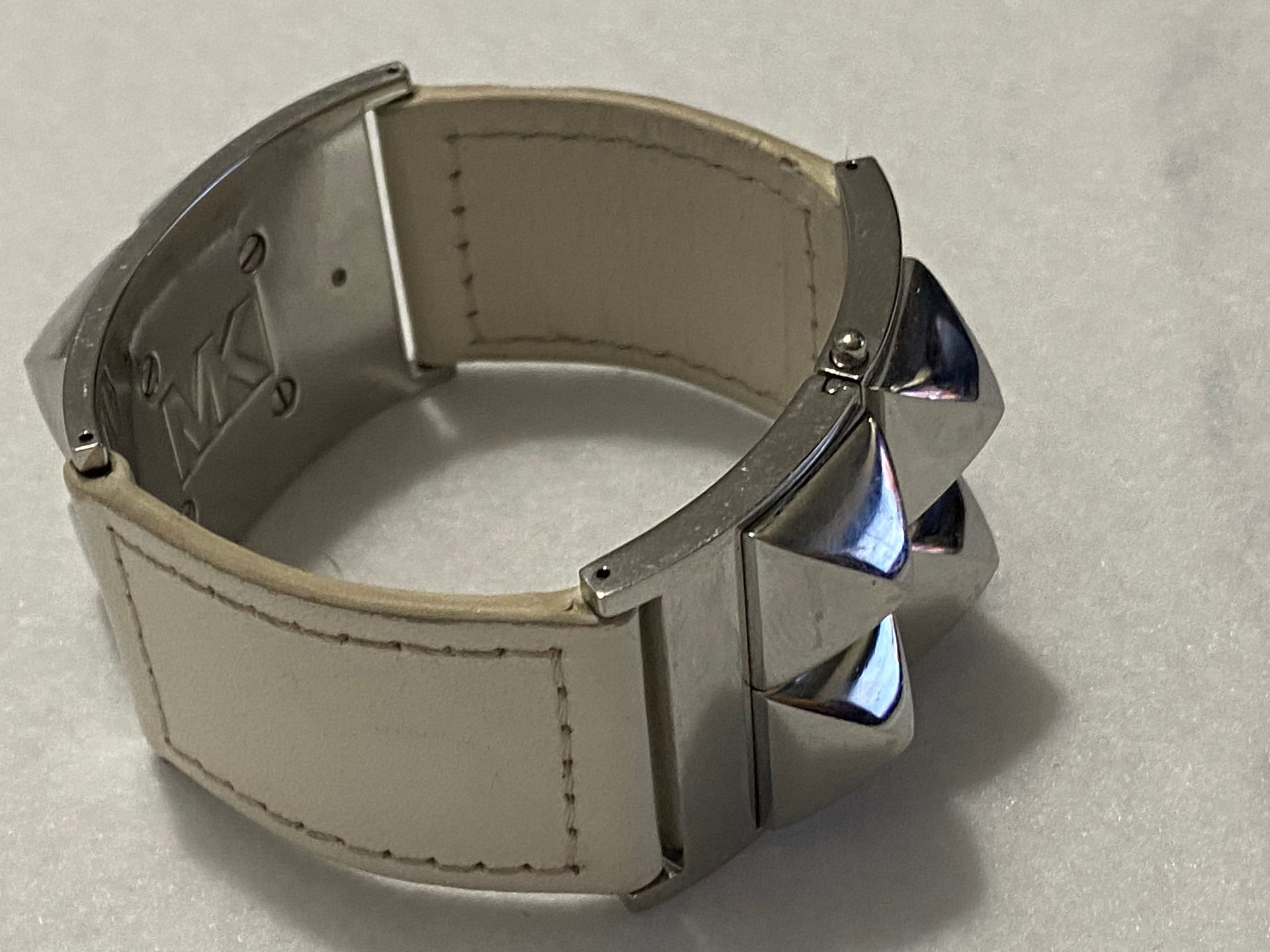Michael Kors Studded White Leather Bracelet