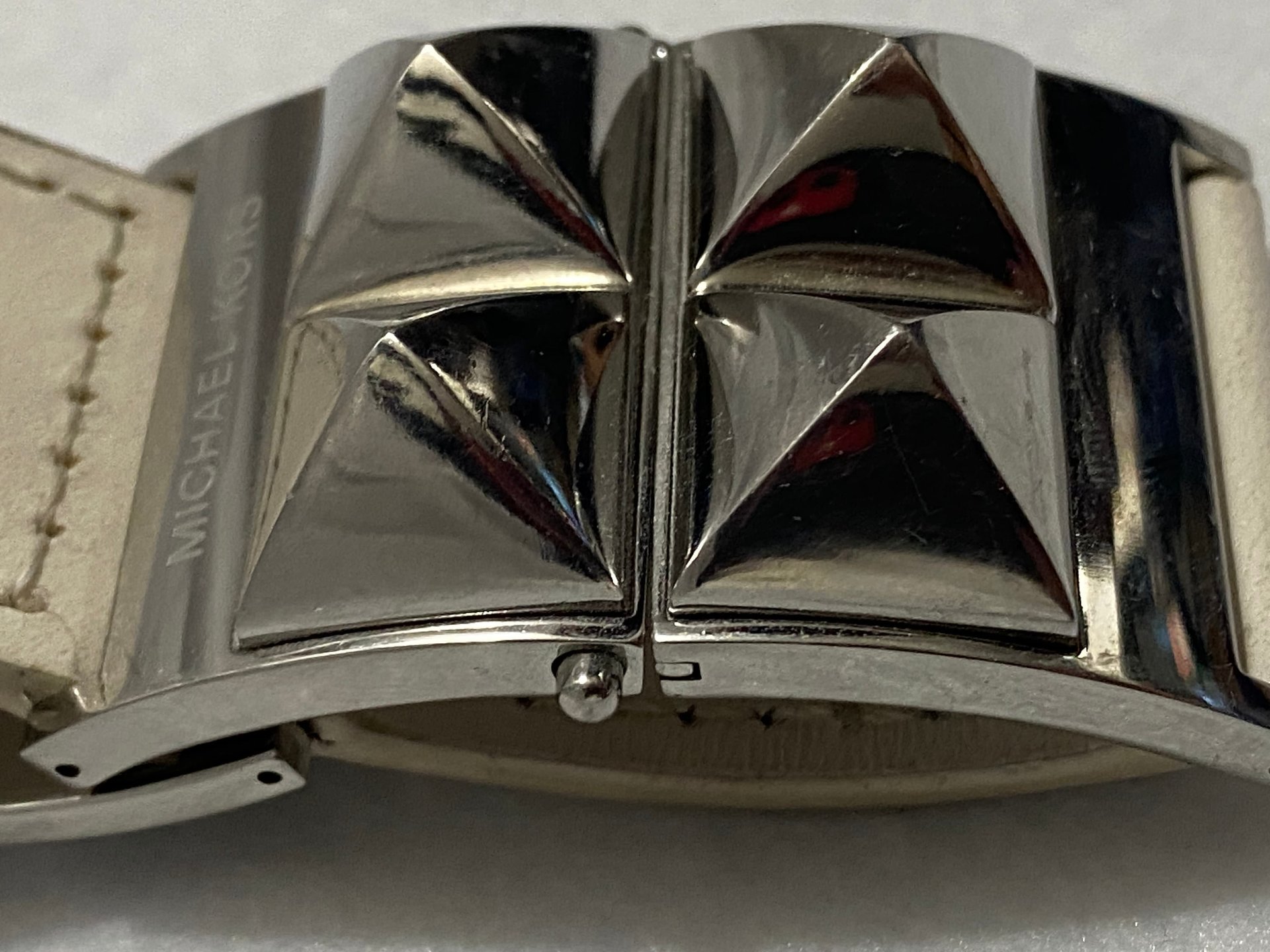 Michael Kors Studded White Leather Bracelet