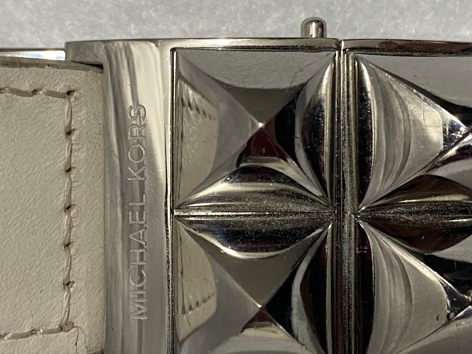 Michael Kors Studded White Leather Bracelet