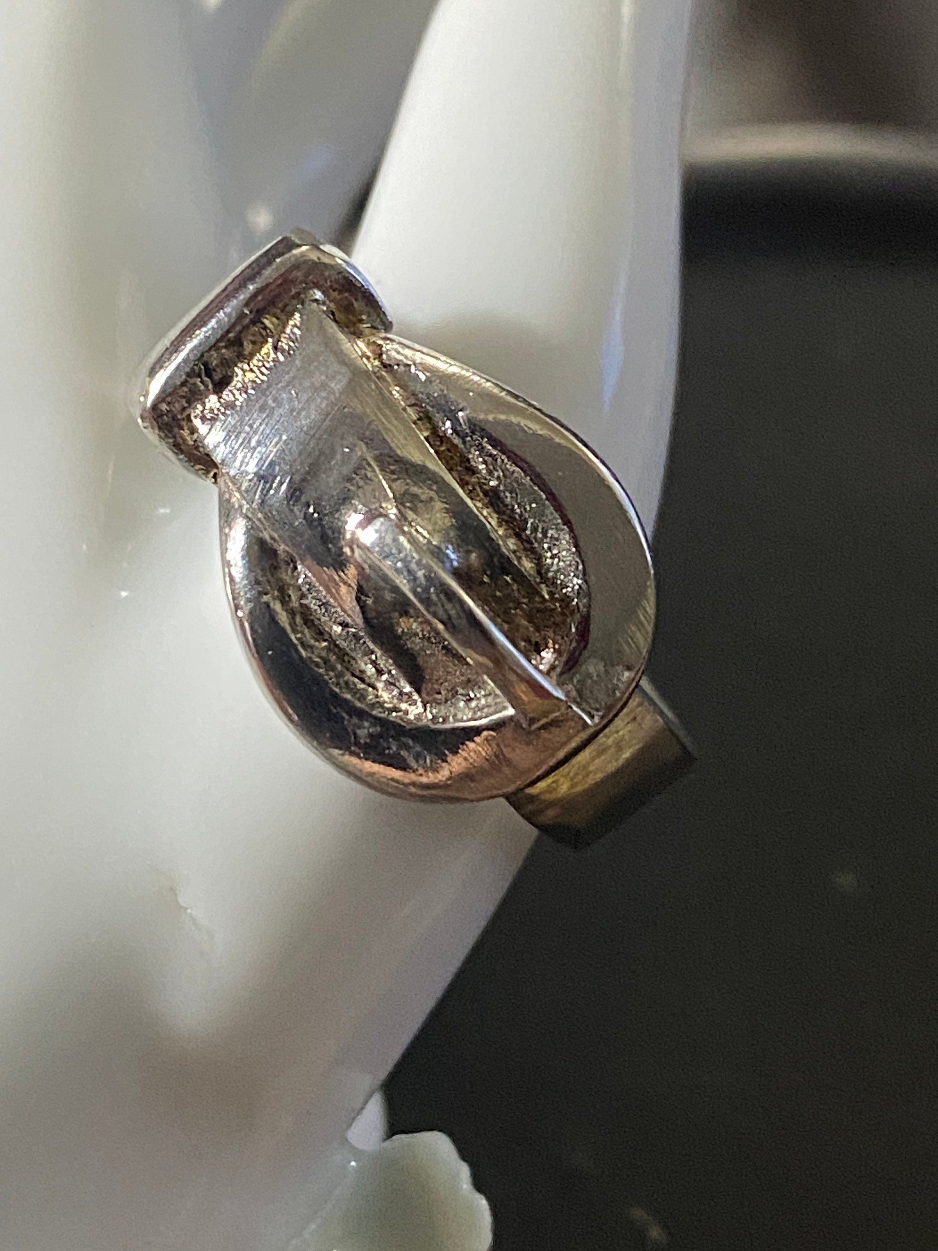 925 silver tone belt ring