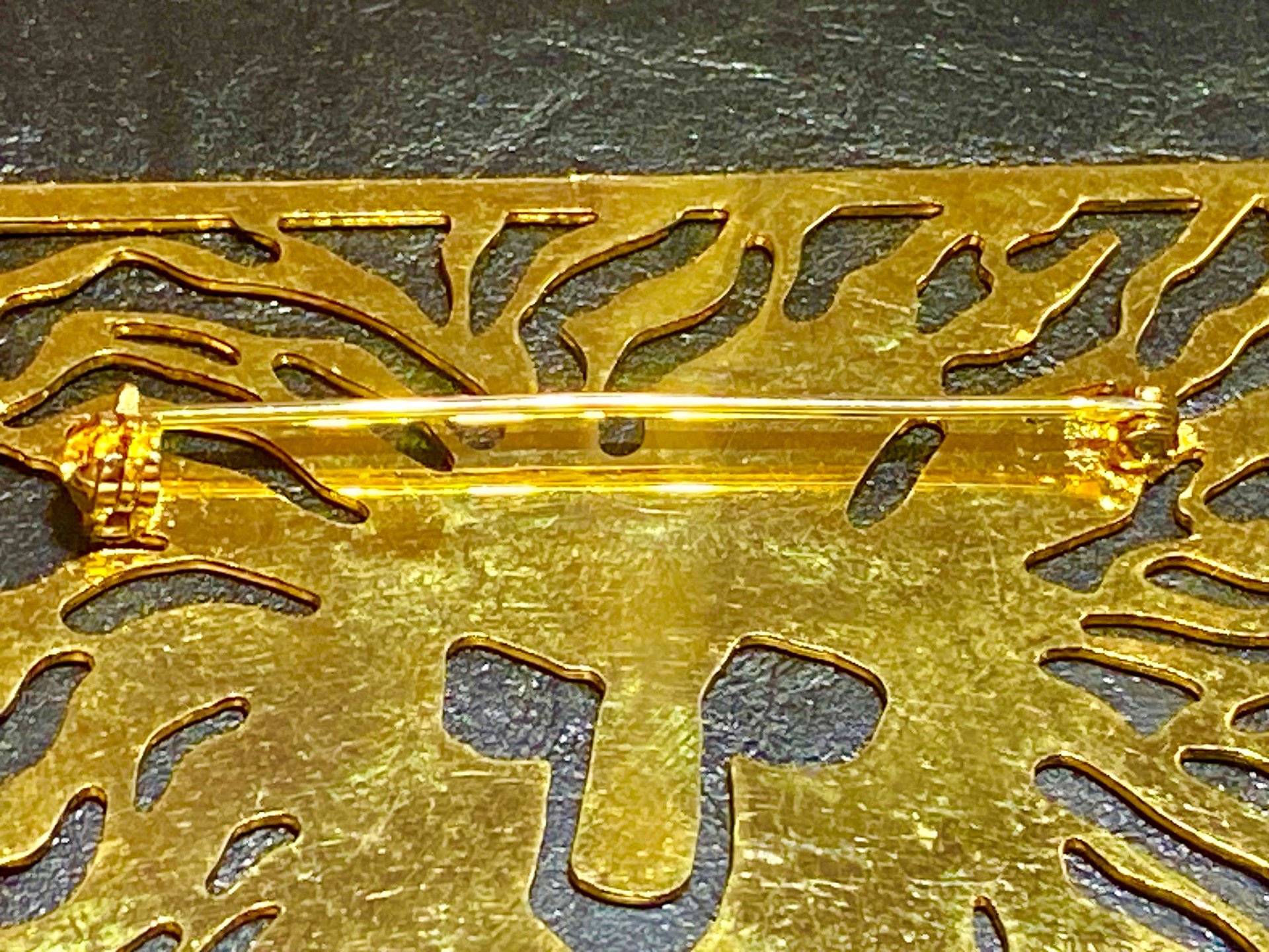 Anne Klein gold tone Lion Head square shaped Brooch