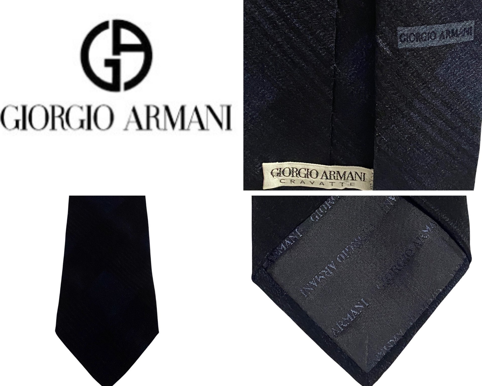 Black Textured Giorgio Armani necktie.