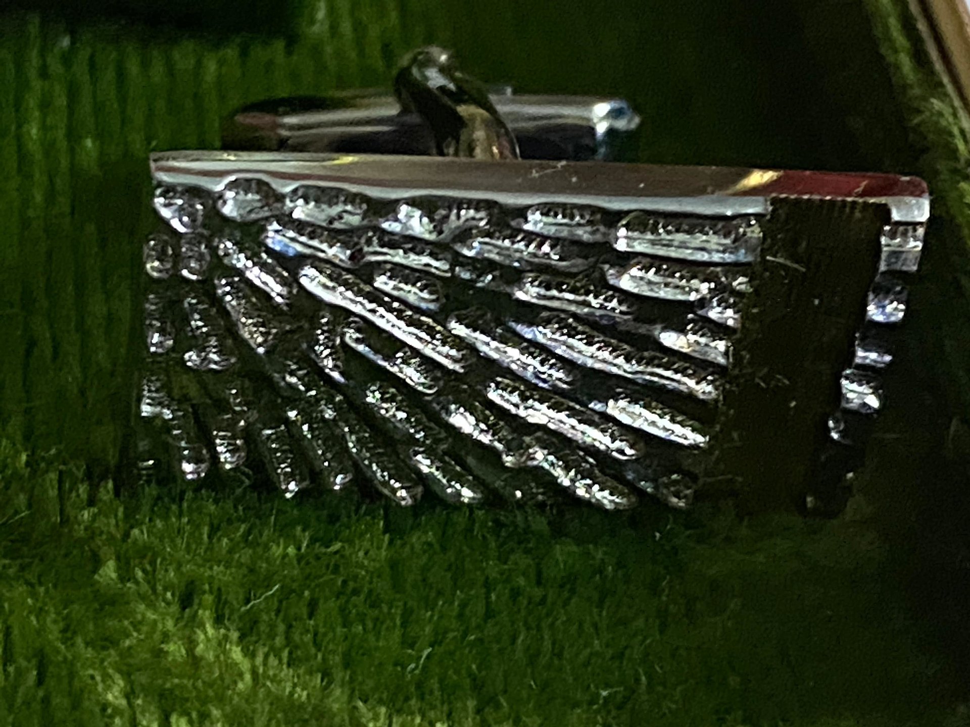 Vintage Seemon's Silver Star Burst Cufflinks and Tie Pin