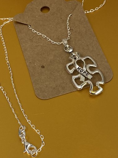 Silver Autism and hope awareness puzzle