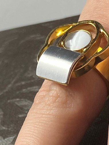 Gold Tone Abstract Geometric POLY stamped ring