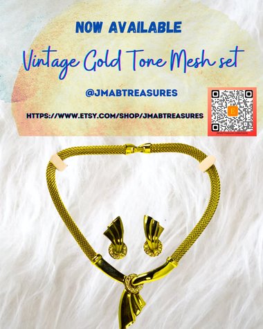 Vintage Gold Tone Mesh and Clip-on Earring set