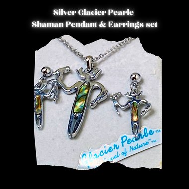 Silver Glacier Pearle Shaman Pendant and Matching Earrings