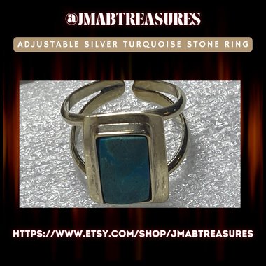 Adjustable Silver Turquoise Stone Ring