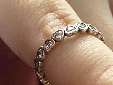 Silver Pandora 925 signed Heart 'Forever More'  band ring