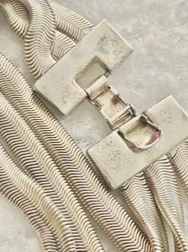 Vintage Napier Thick Silver multi strand Herringbone Bracelet