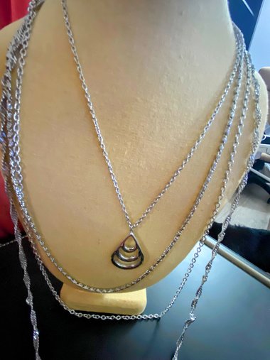 Silver Tone Vintage D'Orlan Multi Chain Statement Necklace