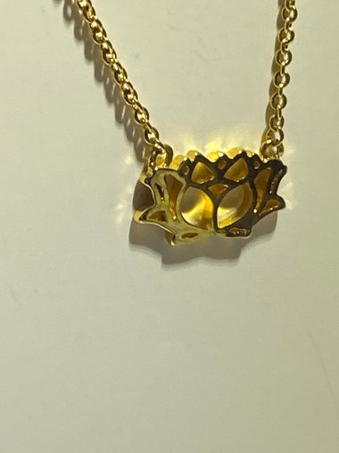 Gold tone Lotus pendant and necklace