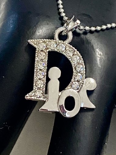 Christian Dior Vintage Dior Silver Logo Necklace