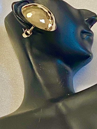 Rare Gold Tone Vintage Christian Dior Hammered Dome with Omega clips earrings.