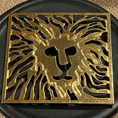 Anne Klein gold tone Lion Head square shaped Brooch