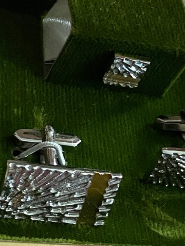Vintage Seemon's Silver Star Burst Cufflinks and Tie Pin