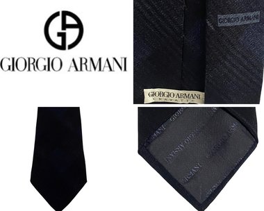 Black Textured Giorgio Armani necktie.